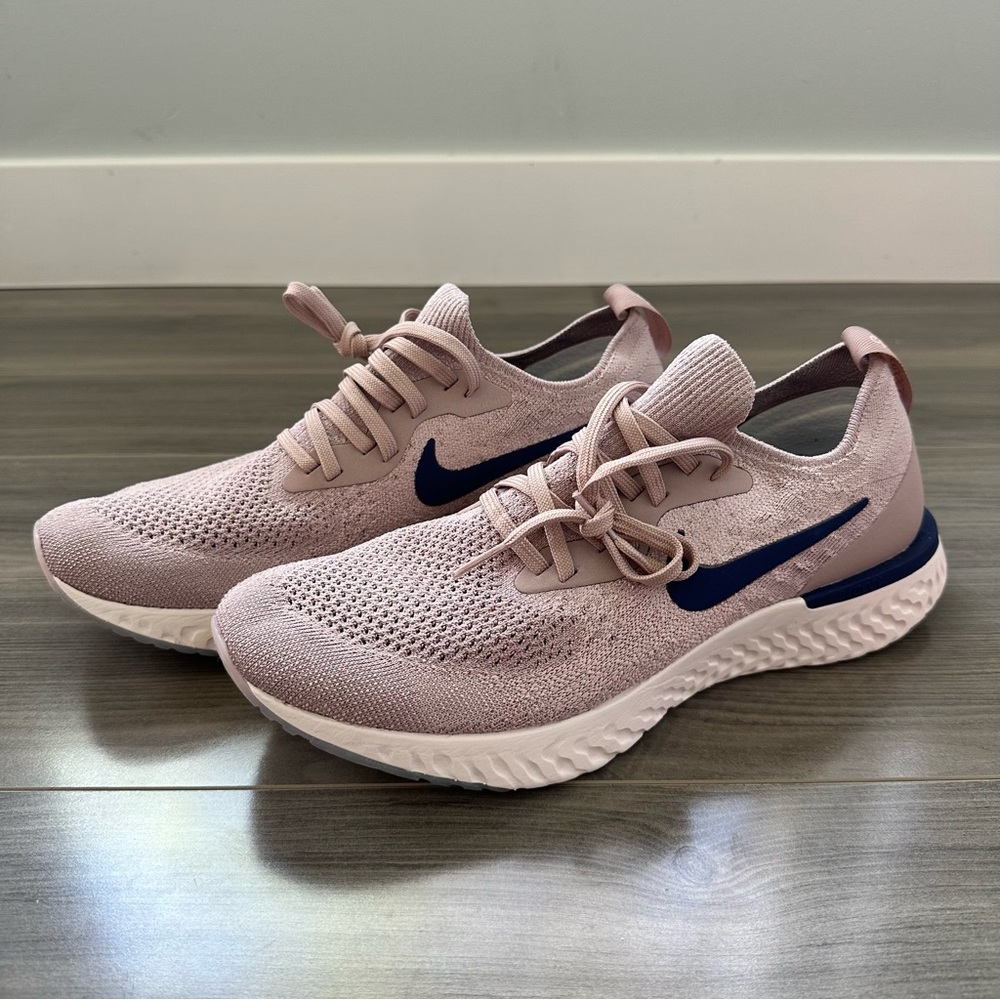 NIB Nike Epic React Flyknit, Size 9, Diffused Taupe/Blue Void